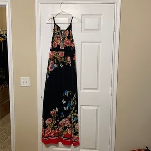 INC Black Floral sleeveless maxi dress
